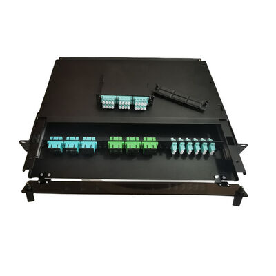 Bảng điều khiển sợi quang 19 "LC MTP MPO 1U Hộp kết thúc sợi kim loại