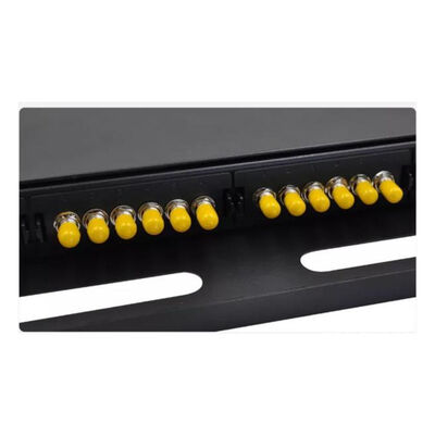 Bảng vá lỗi ODF màu đen Simplex 24F 24 Hải cảng ST Fiber Patch Panel Face Plate 6 Slot