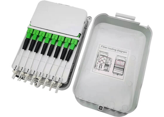 Bộ chia 16 lõi Hộp phân phối FTTH UPC / APC Treo tường Màu xám nhạt