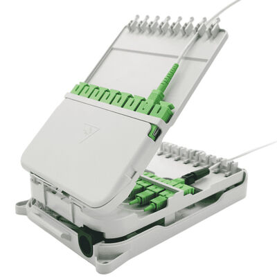 Bộ chia 16 lõi Hộp phân phối FTTH UPC / APC Treo tường Màu xám nhạt