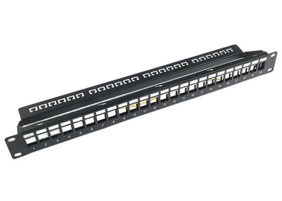 Bảng vá mạng RJ45 24 cổng 1U Keystone C5 / C5E C6 với thanh quản lý