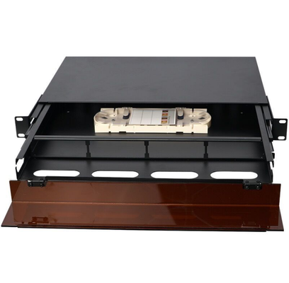 Khung ODF 1U 96 lõi MTP MPO -LC, loại trượt có nắp che bụi cho 4 hộp Cassette